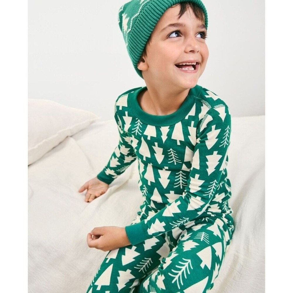 NWOT Hanna Andersson‎ Baby Holiday Kids Pajama Set Forest Print Green Sz 2T